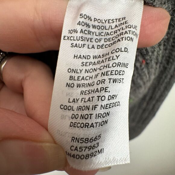 Something Navy Womens Cable Knit Sweater XS Gray Puff Sleeve Bling Wool Preppy - Picture 11 of 14